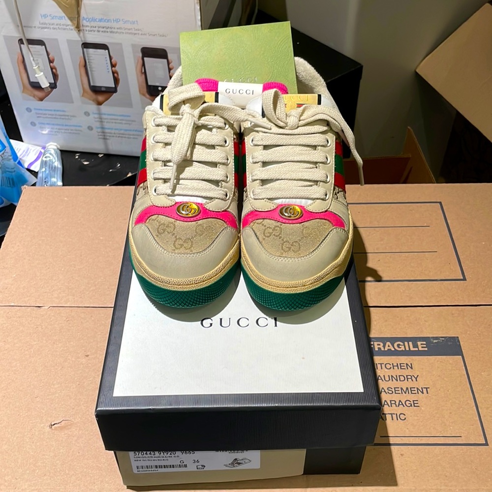 Gucci Women’s Screener Leather Sneaker - Size 36